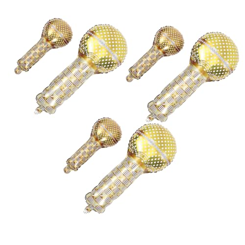 KOMBIUDA 6 Stück Mikrofonform Aluminiumfolienballons Goldene Partydekorationen Einzigartiges Babyparty- Für Geburtstagshochzeitsfeiern von KOMBIUDA