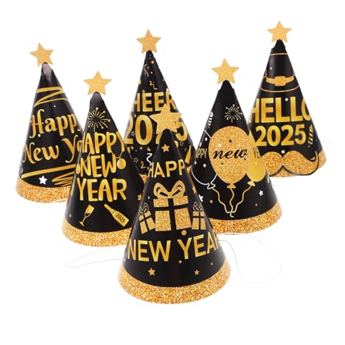 KOMBIUDA Countdown-Feier 6 Stück Frohes Neues Jahr-Partyhüte Papierkegel Diademe Gummibänder für Jungen und Mädchen KOMBIUDA Countdown-Feier 6 Stück Frohes Neues Jahr-Partyhüte Papierkegel Diademe Gummibänder für Jungen und Mädchen von KOMBIUDA
