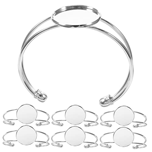 KOMBIUDA 6 Stück Runde Kupfer Y Förmige Verstellbare DIY Armreif Basis Silberfarben für Schmuckherstellung Cabochon Fassung Armband Zubehör KOMBIUDA 6 Stück Runde Kupfer Y Förmige Verstellbare DIY Armreif Basis Silberfarben für Schmuckherstellung Cabochon Fassung Armband Zubehör von KOMBIUDA
