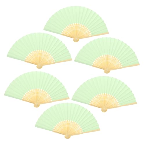 KOMBIUDA 6 Stück Teiliges Chinesischer Handfächer aus und Papier Faltbare Fächer für Hochzeit Tanz und Partydekoration und Langlebig Grün KOMBIUDA 6 Stück Teiliges Chinesischer Handfächer aus und Papier Faltbare Fächer für Hochzeit Tanz und Partydekoration und Langlebig Grün von KOMBIUDA
