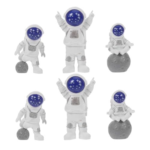 KOMBIUDA 6 Stück Teiliges Mini Astronaut Kuchen-topper aus Harz Weltraum-themen Dekoration für Kindergeburtstag Detailreiche Raumfahrer Figuren für Tortendeko und Schreibtischornamente Blau von KOMBIUDA
