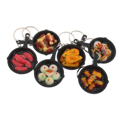 KOMBIUDA 6 Stück Teiliges Mini-bratpfannen-schlüsselanhänger- Lustige Simulation von Speisen Dumpling Wurst Garnele Leichte Tragbare Taschenanhänger Originelle Schlüsselanhänger für Party von KOMBIUDA