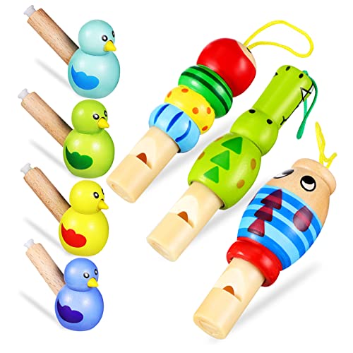 KOMBIUDA 7 Stück Holzpfeifen für Teiliges Cartoon Tier und Vogel Design Musikinstrumente Musikalischen Entwicklung und Spielspaß für Geburtstagsfeiern Zufällige Farbe von KOMBIUDA