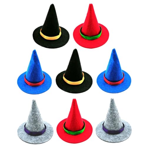 KOMBIUDA 8stücke Mini Hexenhüte Für Halloween Dekorative Weinflaschen-topper Passende Deko Für Partys Und Diy-projekte Farben Rot Schwarz Dunkelblau von KOMBIUDA
