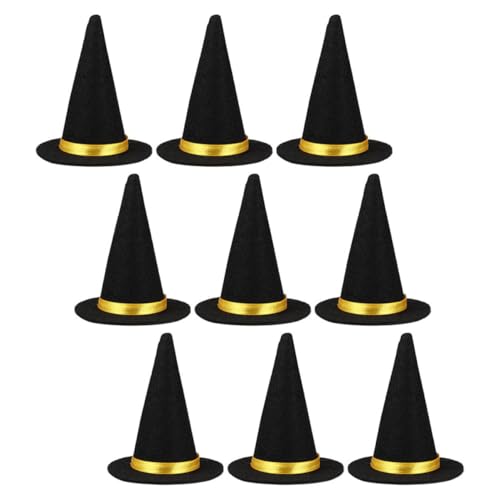 KOMBIUDA 9 Stück Miniatur Halloween Hüte Schwarze Hexenhüte für Weinflaschen Dekoration für Diy Feiern Tischdeko und Kreative Projekte von KOMBIUDA