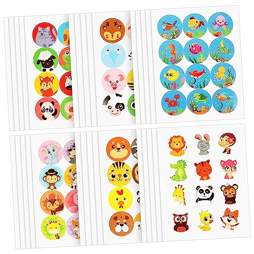 KOMBIUDA Aufkleber Tiere Cartoon 60 Blatt Süße Runde Ebene Sticker Belohnungsaufkleber Für Kinder Bastelkleber KOMBIUDA Aufkleber Tiere Cartoon 60 Blatt Süße Runde Ebene Sticker Belohnungsaufkleber Für Kinder Bastelkleber von KOMBIUDA