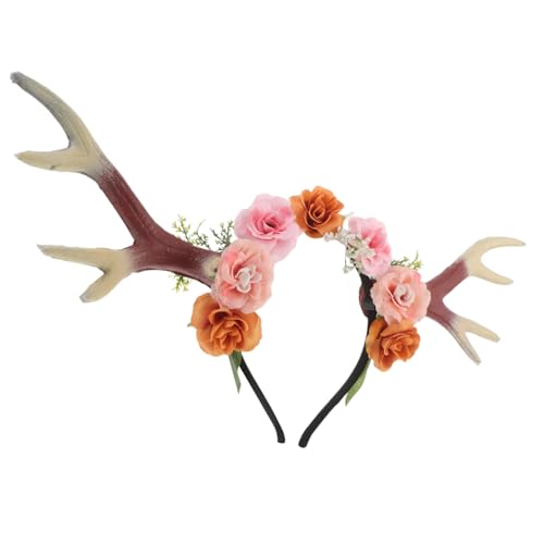 KOMBIUDA Faux Deer Antlers Haarreif Realistisches Hirschgeweih Headpiece Blumendekor Halloween Cosplay Kostüm Zubehör Hellbraun KOMBIUDA Faux Deer Antlers Haarreif Realistisches Hirschgeweih Headpiece Blumendekor Halloween Cosplay Kostüm Zubehör Hellbraun von KOMBIUDA