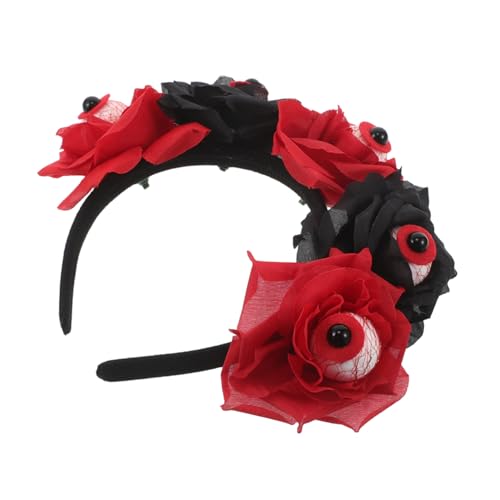 KOMBIUDA Halloween Haarreif mit Blutroten Rosen und Realistischem Augapfel Leicht und Bequem Wiederverwendbar für Halloween Kostüme Geisterhaus und Karnevalspartys von KOMBIUDA