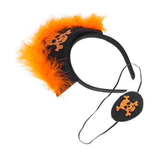 KOMBIUDA Halloween Piraten Haarreif mit Schädel und Augenklappe Stil Unisex Kostümzubehör Orange Flauschiges Design für Karneval Verkleidung Geburtstag Maskerade KOMBIUDA Halloween Piraten Haarreif mit Schädel und Augenklappe Stil Unisex Kostümzubehör Orange Flauschiges Design für Karneval Verkleidung Geburtstag Maskerade von KOMBIUDA