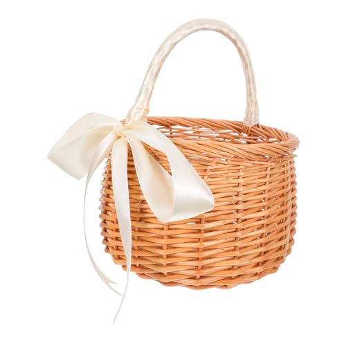 KOMBIUDA Handgewebter Picknickkorb mit Griff und Schleife für Hochzeiten Blumendekorationen und Vielseitige Aufbewahrung KOMBIUDA Handgewebter Picknickkorb mit Griff und Schleife für Hochzeiten Blumendekorationen und Vielseitige Aufbewahrung von KOMBIUDA