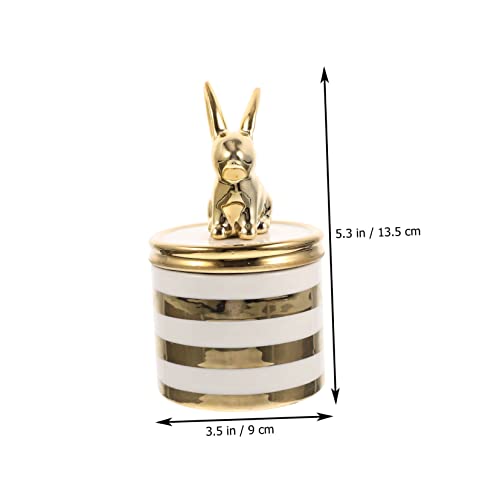 KOMBIUDA Keramik Schmuckkästchen mit Hasen motiv Abnehmbarer Deckel Schmuckaufbewahrung für Ringe und Halsketten Dekorative Box für Damen und Mädchen Praktische Schmuckschatulle für von KOMBIUDA