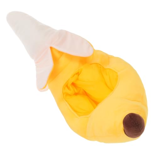 KOMBIUDA Lustiger Anziehhut Hut Mit Lebensmittelthema Anziehkopfbedeckung Bananenplüschhut Tropische Fruchthüte Bananen Cosplay Hut Lustiger Bananenhut Cosplay Bananenhut Party von KOMBIUDA