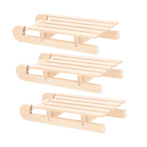 KOMBIUDA Mini Holz Schlitten Weihnachtsdeko Tischornament Unbehandelt Holzschlittendekor Weihnachtsbaum Schmuck Holz Handwerk Ornament von KOMBIUDA