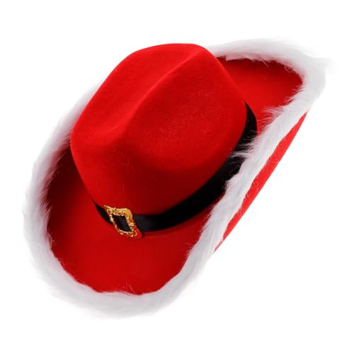 KOMBIUDA Roter Western Cowgirl Hut mit Weißem Rand Weihnachtlicher Cowboyhut aus Komfortablem Vliesstoff Festliche Santa Claus Mütze für Weihnachtsfeier und Cosplay Party Zubehör KOMBIUDA Roter Western Cowgirl Hut mit Weißem Rand Weihnachtlicher Cowboyhut aus Komfortablem Vliesstoff Festliche Santa Claus Mütze für Weihnachtsfeier und Cosplay Party Zubehör von KOMBIUDA