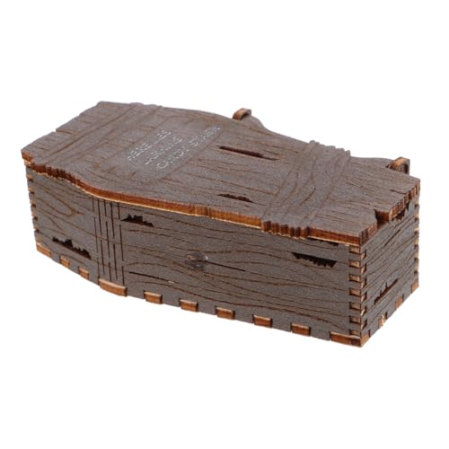KOMBIUDA Rustikale Halloween Zuckerdose Coffin Candy Box mit Deckel Vielseitige Holzschatulle für Partydekoration Süßigkeitenaufbewahrung und Schmuckorganizer von KOMBIUDA