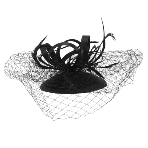 KOMBIUDA Schwarzer Braut Fascinator Haarschmuck mit Netzstoff Leichter Langlebiger Haarkamm für Hochzeit Tee Party und Festliche Anlässe Modischer Kopfschmuck für Damen Einfach zu Tragen von KOMBIUDA