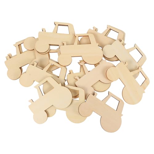 KOMBIUDA 20stücke Unbearbeitete Holztraktor-ausschnitte Zum Basteln Diy Holzscheiben Für Kreative Kinderdekorationen Zum Malen Und Gestalten von KOMBIUDA