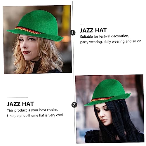 KOMBIUDA Unisex Jazz Hat Panama Stil Halloween Party Kreativer Bierhut Grün mit Feder Design für Karneval und Kostümveranstaltungen von KOMBIUDA