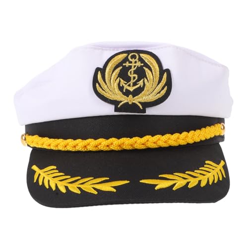 KOMBIUDA Verstellbare Kapitänsmütze Herren Retro Flat Brim Hat Atmungsaktiv Winddicht Sommerseemannsmütze Für Karneval Cosplay Party von KOMBIUDA
