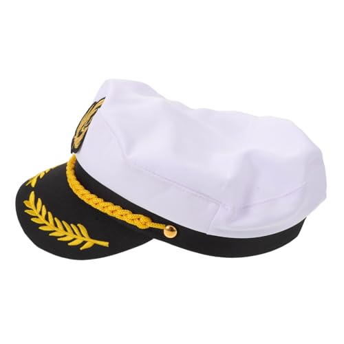 KOMBIUDA Verstellbare Weiße Kapitänsmütze für Damen und Herren Atmungsaktive Matrosenmütze mit Vintage Design für Sommer Strand und Nautische Themenpartys von KOMBIUDA
