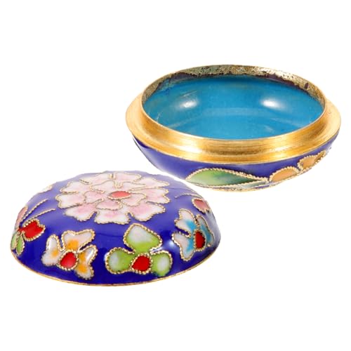 KOMBIUDA Vintage Schmuckaufbewahrung Schmuckkästchen mit Deckel Klein Rund für Ohrringe Ringe Anhänger Geschenkbox aus Robustem Material im Chinesischen Stil Blau KOMBIUDA Vintage Schmuckaufbewahrung Schmuckkästchen mit Deckel Klein Rund für Ohrringe Ringe Anhänger Geschenkbox aus Robustem Material im Chinesischen Stil Blau von KOMBIUDA