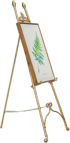 KOMFGT Ausstellungsstaffelei für Hochzeit, Posterhalter, stabile Metall-Klappstaffelei, verstellbarer A-Rahmen, Staffelei zum Malen, Zeichnen und Skizzieren, 120 cm/150 cm (Gold, 150 cm) von KOMFGT
