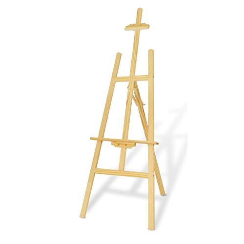 KOMFGT Ausstellungsstaffelei für Hochzeitsschild, tragbare Staffelei mit A-Rahmen, Holzkunststaffelei, verstellbar und faltbar, Stativ-Staffelei für Display P (A, 120 cm) von KOMFGT