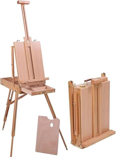 KOMFGT Malkasten, dreieckig, Staffelei, Malwerkzeugkasten, Massivholz, Kunstbedarf, Buche, Malkasten von KOMFGT