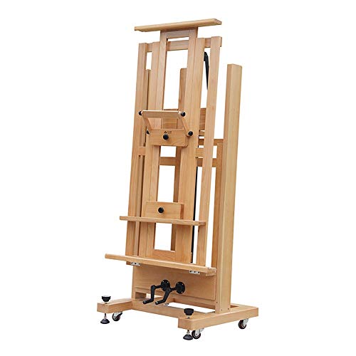KOMFGT Professionelle Studio-Staffelei aus Holz, Handschütteln, zum Anheben auf dem Boden, für Künstler, Malerei, Kunstausstellung, Display mit 4 Rollen von KOMFGT