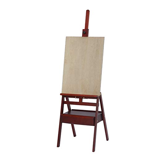 KOMFGT Staffelei aus Holz mit Skizzenbox, Aufbewahrungsregal, Künstler-Staffelei für Atelier, winddicht (braune Staffelei + 4K-Zeichenbrett) von KOMFGT