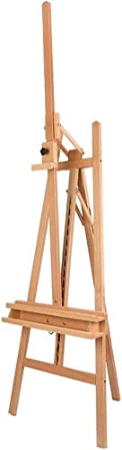 KOMFGT Staffelei für Künstler, braune Staffelei, Leinwand bis zu 126 cm, verstellbare Höhe und Arbeitswinkel von KOMFGT