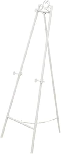 KOMFGT Tragbare Bodenständer-Staffelei, leichtes Metall, verstellbar, für Ausstellungen, Ausstellungen, Zeichnen, Skizzieren, Hochzeitsschild, 135 cm Höhe (Weiß, 48 x 135 cm) von KOMFGT