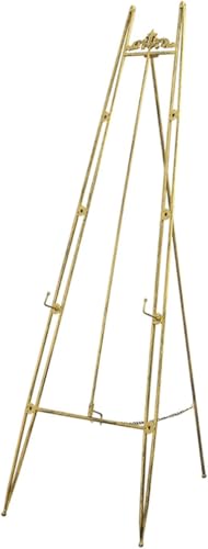 KOMFGT Verstellbare Metall-Staffelei, Staffelei-Ständer zum Ausstellen, 120/150 cm hoch, tragbarer Malhalter, stabile und langlebige Studio-Staffelei für Künstler, Erwachsene und Anfänger (Gold, 150 von KOMFGT