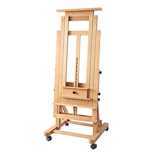 Professionelle Studio-Staffelei aus Holz, Handschütteln, zum Anheben auf dem Boden, für Künstler, Malerei, Kunstausstellung, Display mit 4 Rollen von KOMFGT