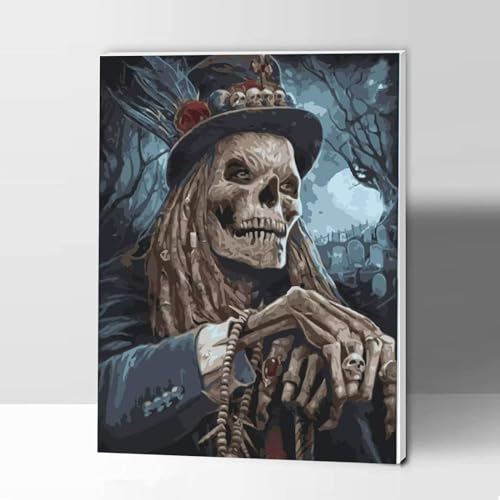 KOMI Malen nach Zahlen-Sets für Erwachsene und Kinder, Anfänger, Leinwand mit Rahmen für Wandkunst, Totenkopf, Herren, 30,5 x 40,6 cm KOMI Malen nach Zahlen-Sets für Erwachsene und Kinder, Anfänger, Leinwand mit Rahmen für Wandkunst, Totenkopf, Herren, 30,5 x 40,6 cm von KOMI