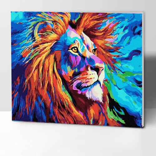 Malen nach Zahlen für Erwachsene und Kinder mit Rahmen, Malen-nach-Zahlen-Set für Erwachsene mit Rahmen auf Leinwand, Malen nach Zahlen für Zuhause, Wanddekoration, Löwe, 30 x 40 cm, Bastelsets für Malen nach Zahlen für Erwachsene und Kinder mit Rahmen, Malen-nach-Zahlen-Set für Erwachsene mit Rahmen auf Leinwand, Malen nach Zahlen für Zuhause, Wanddekoration, Löwe, 30 x 40 cm, Bastelsets für von KOMI