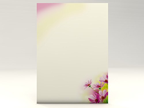 Motivpapier"Sommer Blumen 20 Blatt A4 100 G/Qm hochwertiges Briefpapier für Laser/Ink/Copy/Hand von KOMIRO