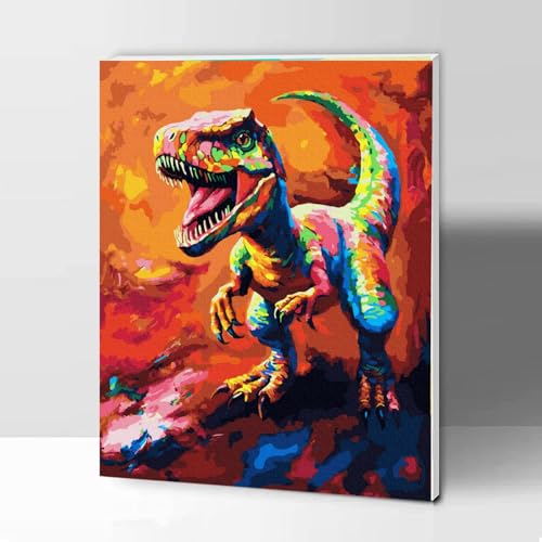 KOMKING Malen nach Zahlen-Sets für Erwachsene mit Rahmen, Malen nach Zahlen für Erwachsene und Kinder, Malen nach Zahlen auf gerahmter Leinwand, bunter Dinosaurier, 30 x 40 cm KOMKING Malen nach Zahlen-Sets für Erwachsene mit Rahmen, Malen nach Zahlen für Erwachsene und Kinder, Malen nach Zahlen auf gerahmter Leinwand, bunter Dinosaurier, 30 x 40 cm von KOMKING