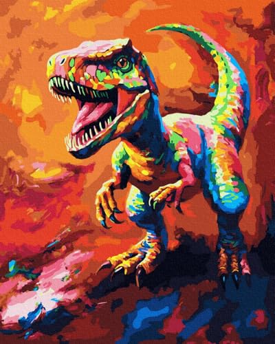 KOMKING Malen nach Zahlen für Erwachsene und Kinder, Malen nach Zahlen für Kinder und Erwachsene, Malen-nach-Zahlen-Set auf Leinwand, bunter Dinosaurier, 40 x 50 cm, ohne Rahmen KOMKING Malen nach Zahlen für Erwachsene und Kinder, Malen nach Zahlen für Kinder und Erwachsene, Malen-nach-Zahlen-Set auf Leinwand, bunter Dinosaurier, 40 x 50 cm, ohne Rahmen von KOMKING