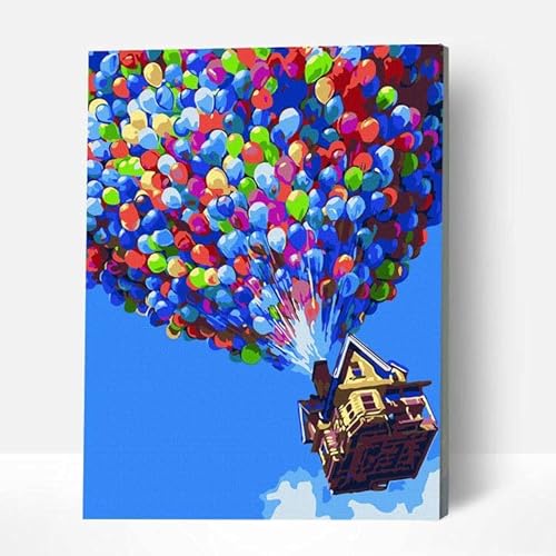 KOMKING Malen nach Zahlen für Kinder und Erwachsene, DIY Acrylgemälde-Sets mit gerahmter Leinwand, 30,5 x 40,6 cm, bunter Ballon von KOMKING