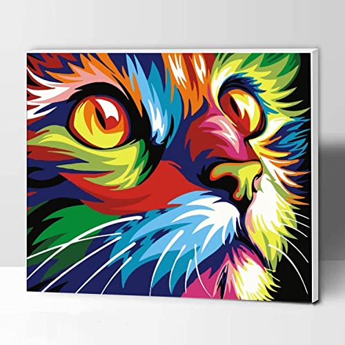 KOMKING Malen nach Zahlen für Kinder und Erwachsene mit Rahmen, Acrylmalerei Malen nach Zahlen auf Leinwand, bunte Katze, 30,5 x 40,6 cm KOMKING Malen nach Zahlen für Kinder und Erwachsene mit Rahmen, Acrylmalerei Malen nach Zahlen auf Leinwand, bunte Katze, 30,5 x 40,6 cm von KOMKING