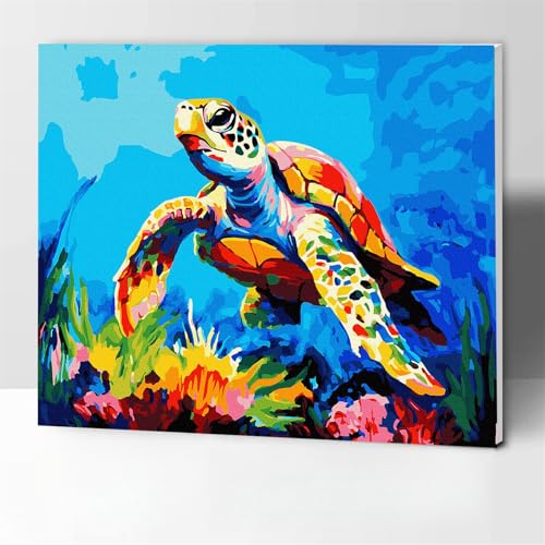 Malen nach Zahlen, Set für Erwachsene und Kinder, mit Rahmen, gerahmt, Malen nach Zahlen, Malen nach Zahlen, Kunst- und Bastelsets für Erwachsene, wandernde Schildkröte, 30,5 x 40,6 cm Malen nach Zahlen, Set für Erwachsene und Kinder, mit Rahmen, gerahmt, Malen nach Zahlen, Malen nach Zahlen, Kunst- und Bastelsets für Erwachsene, wandernde Schildkröte, 30,5 x 40,6 cm von KOMKING