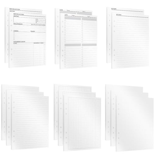 KOMPASS® A5 Ringbuch Einlagen | Notiz-Bundle | 420 Blatt / 840 Seiten DIN-A5 Ringhefter Notizbuch nachfüllbar | Liniert, Kariert, Gepunktet & Meeting-Notizen | Bullet Journal von KOMPASS