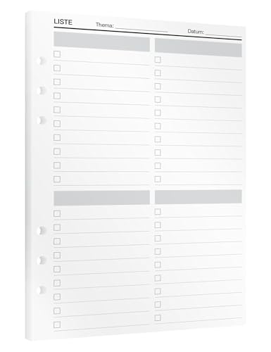 KOMPASS® Listen | 15 DIN-A5- Ringbuch-Planer-Einlagen für individualisierbare To-Do-Listen, Checklisten, Bucket Lists & Einkaufslisten | Tagesplaner | To-Do-Planer | Bullet Journal | Termin-Kalender von KOMPASS