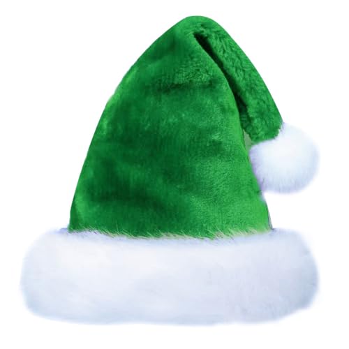 KOMUNJ 1 Stück Weihnachtsmütze Erwachsene Weihnachtsmütze, Weihnachtsmütze Kinder für Junge/Mädchen, Weihnachtsmütze Plüsch, Warm Weihnachtsmann Mütze(Grün) von KOMUNJ