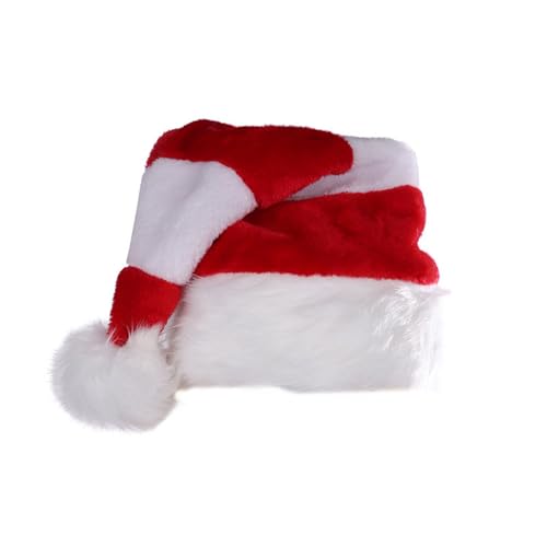 KOMUNJ 1 Stück Weihnachtsmütze Erwachsene Weihnachtsmütze, Weihnachtsmütze Kinder für Junge/Mädchen, Weihnachtsmütze Plüsch, Warm Weihnachtsmann Mütze(Rot + Weiß) von KOMUNJ
