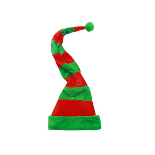 KOMUNJ 1 Stück Weihnachtsmütze Erwachsene Weihnachtsmütze, Weihnachtsmütze Kinder für Junge/Mädchen, Weihnachtsmütze Plüsch, Warm Weihnachtsmann Mütze(Rot und grün gestreift) von KOMUNJ