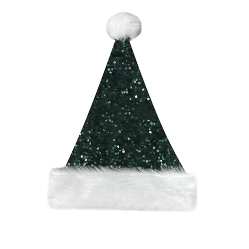KOMUNJ 1 Stück Weihnachtsmütze Erwachsene Weihnachtsmütze, Weihnachtsmütze Kinder für Junge/Mädchen, Weihnachtsmütze Plüsch, Warm Weihnachtsmann Mütze(grün mit Blitzlicht) von KOMUNJ