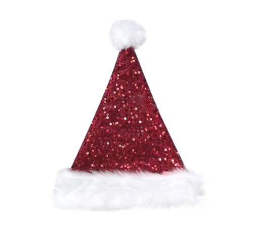 KOMUNJ 1 Stück Weihnachtsmütze Erwachsene Weihnachtsmütze, Weihnachtsmütze Kinder für Junge/Mädchen, Weihnachtsmütze Plüsch, Warm Weihnachtsmann Mütze(rot mit Blitzlicht) von KOMUNJ