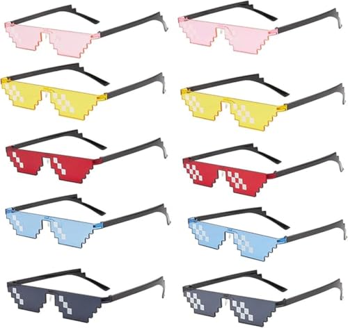 KOMUNJ 10 Paare Sonnenbrille, Funny Games Brille Pixel Mosaik Gläser Partybrillen, Thug Life Brille Für Erwachsene Kinder Fasching Party Zubehör KOMUNJ 10 Paare Sonnenbrille, Funny Games Brille Pixel Mosaik Gläser Partybrillen, Thug Life Brille Für Erwachsene Kinder Fasching Party Zubehör von KOMUNJ